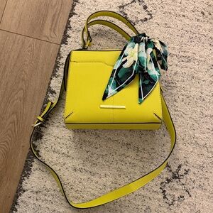 Stylish Lime Green Steve Madden Handbag with Floral Scarf Accent